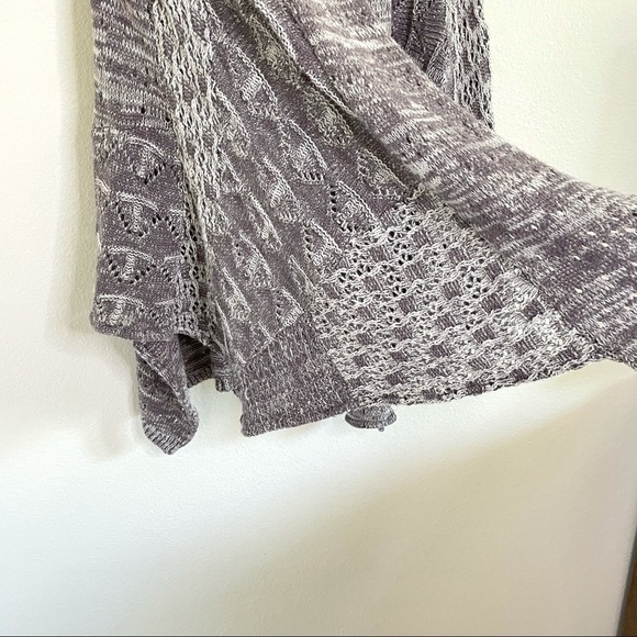 Anthropologie Moth Lavena Pointelle Draped Open Front Cardigan Sweater Vest Grey - Picture 9 of 16